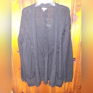 OneHart Women's XL Black Cable Knit Sweater